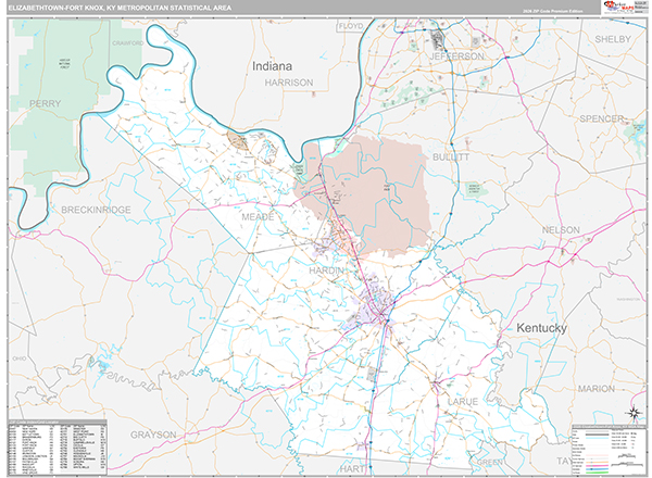 Elizabethtown-Fort Knox Metro Area Wall Map